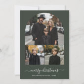 メリークリスマスファミリーフォトグリーティンググリーン シーズンカード (正面)