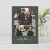 メリークリスマスファミリーフォトグリーティンググリーン シーズンカード (スタンド正面)