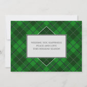 メリークリスマスファミリーフォトグリーンタータンチェックスタイル カード (裏面)