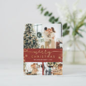 メリークリスマスファミリーフォトコラグホリモダンデー ポストカード (スタンド正面)