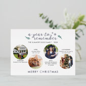 メリークリスマスファミリーフォトコラージシルバー 箔シーズンカード (立ち正面)