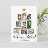 メリークリスマスファミリーフォトコラージツリー シーズンカード (スタンド正面)