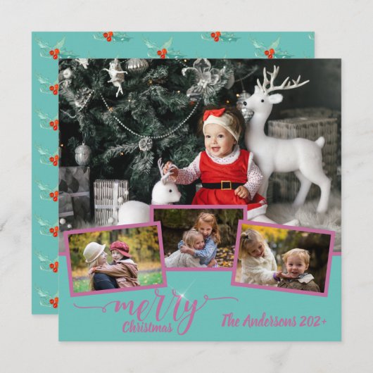メリークリスマスファミリーフォトコラージュアメージングファブ (正面/裏面)
