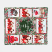 メリークリスマスファミリーフォトコラージュテンプレート フリースブランケット (正面(横))