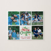 メリークリスマスファミリーフォトコラージュフェスティバルゲーム ジグソーパズル (横)