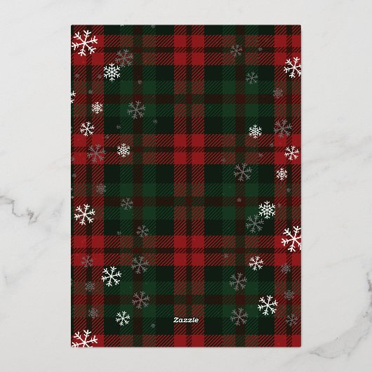 メリークリスマスファミリーフォトコラージュプレイド金ゴールド 箔シーズンカード (裏面)