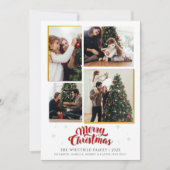 メリークリスマスファミリーフォトコラージュプレイド シーズンカード (正面)