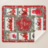 メリークリスマスファミリーフォトコラージュ名テンプレート シェルパブランケット (正面(横))