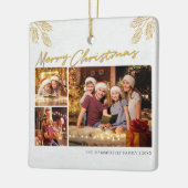 メリークリスマスファミリーフォトコラージュ植物学 セラミックオーナメント (左)