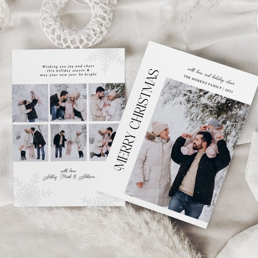メリークリスマスファミリーフォトコラージュ シーズンカード