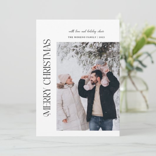 メリークリスマスファミリーフォトコラージュ シーズンカード (スタンド正面)