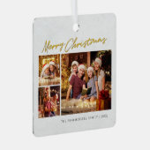 メリークリスマスファミリーフォトコラージュ メタルオーナメント (正面右)