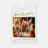 メリークリスマスファミリーフォトコラージュ メタルオーナメント (正面左)