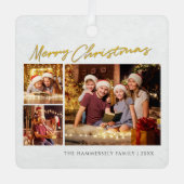 メリークリスマスファミリーフォトコラージュ メタルオーナメント (正面)