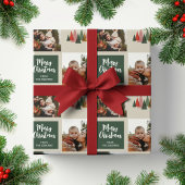 メリークリスマスファミリーフォトコラージュ ラッピングペーパーシート