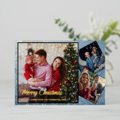メリークリスマスファミリーフォトコラージュ 箔シーズンカード (立ち正面)
