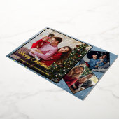 メリークリスマスファミリーフォトコラージュ 箔シーズンカード (回転した状態)