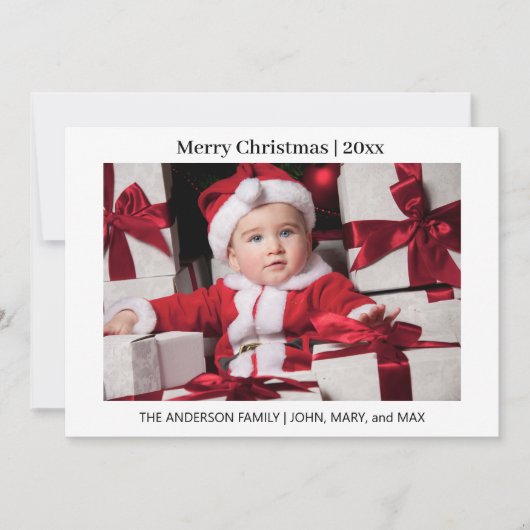 メリークリスマスファミリーフォトサンタクロース シーズンカード (正面)