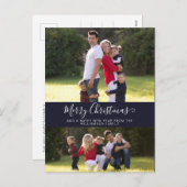 メリークリスマスファミリーフォトシンプルモダン シーズンポストカード (正面/裏面)