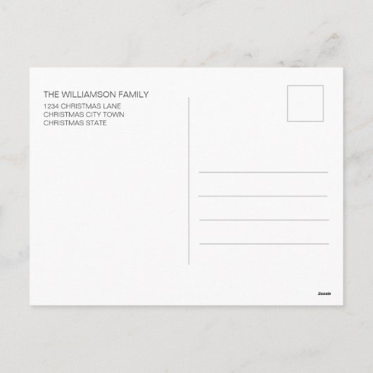 メリークリスマスファミリーフォトシンプルモダン シーズンポストカード (裏面)