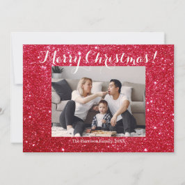 メリークリスマスファミリーフォトシンプル シーズンカード
