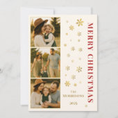 メリークリスマスファミリーフォトスノーフレークエレガントー シーズンカード (正面)