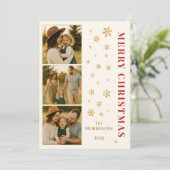 メリークリスマスファミリーフォトスノーフレークエレガントー シーズンカード (スタンド正面)