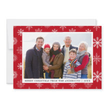 メリークリスマスファミリーフォトスノーフレークスレッドカード