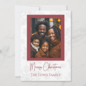 メリークリスマスファミリーフォトスノーフレーク背景 シーズンカード (正面)