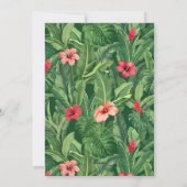 メリークリスマスファミリーフォトトロピカルフラワーリーフ シーズンカード (裏面)