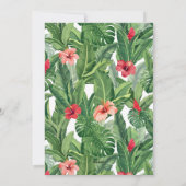 メリークリスマスファミリーフォトトロピカルフラワーリーフ シーズンカード (裏面)