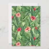 メリークリスマスファミリーフォトトロピカルフラワーリーフ シーズンカード (裏面)