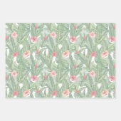 メリークリスマスファミリーフォトトロピカルフラワーリーフ ラッピングペーパーシート (正面3)