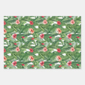 メリークリスマスファミリーフォトトロピカルフラワーリーフ ラッピングペーパーシート (正面2)