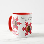 メリークリスマスファミリーフォトネームパーソナライズされたマグカップ マグカップ (正面左)