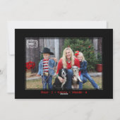 メリークリスマスファミリーフォトハンドレターブラック シーズンカード (裏面)