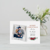 メリークリスマスファミリーフォトバラ金ゴールド 箔シーズンポストカード (立ち正面)