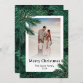 メリークリスマスファミリーフォトパインツリー シーズンカード (正面/裏面)