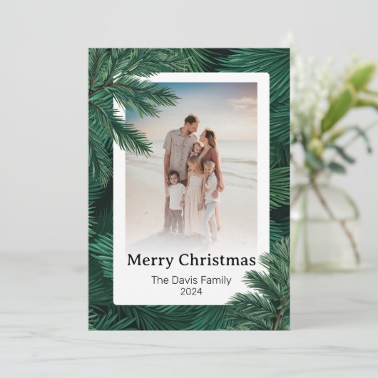 メリークリスマスファミリーフォトパインツリー シーズンカード (スタンド正面)