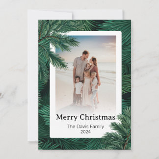 メリークリスマスファミリーフォトパインツリー シーズンカード