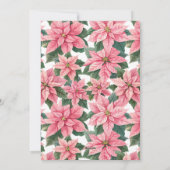 メリークリスマスファミリーフォトピンクポインセチア シーズンカード (裏面)