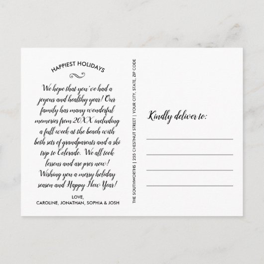 メリークリスマスファミリーフォトフェスティバル植物学 ポストカード (裏面)