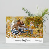 メリークリスマスファミリーフォトフォイルホリデーカード 箔シーズンカード (立ち正面)