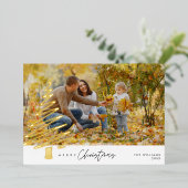 メリークリスマスファミリーフォトフォイルホリデーカード 箔シーズンカード (立ち正面)