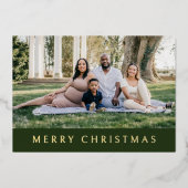 メリークリスマスファミリーフォトフォイルホリデーカード 箔シーズンカード (正面)