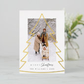 メリークリスマスファミリーフォトフォイルホリデーカード 箔シーズンカード (立ち正面)