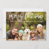 メリークリスマスファミリーフォトブラシモダンスクリプト シーズンカード (正面)