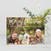 メリークリスマスファミリーフォトブラシモダンスクリプト シーズンカード (スタンド正面)