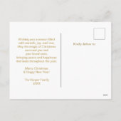 メリークリスマスファミリーフォトブラック&金ゴールド シーズンポストカード (裏面)