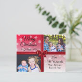 メリークリスマスファミリーフォトブルゴーニュ弓 シーズンポストカード (スタンド正面)